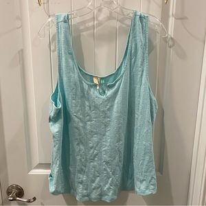 Anthropologie Cotton Blend Light Blue Cropped Tank, 2X Pilcro Line